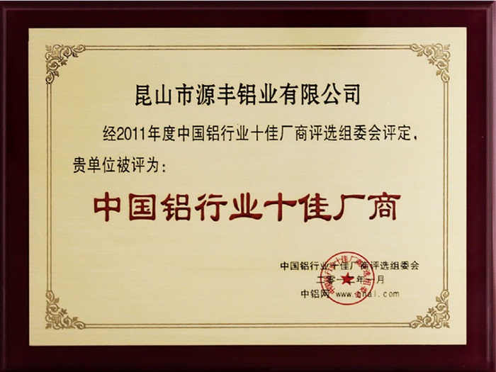 Top ten manufacturers of aluminum industry in 2011