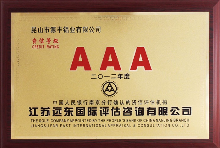 Grade AAA credit rating in 2012